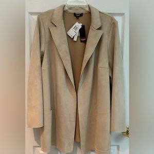 NWT Plus size Faux Suede Coats Jackets Blazer, V neckline, long sleeves.